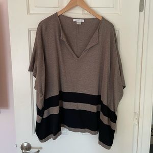 Striped Pullover Poncho Shirt